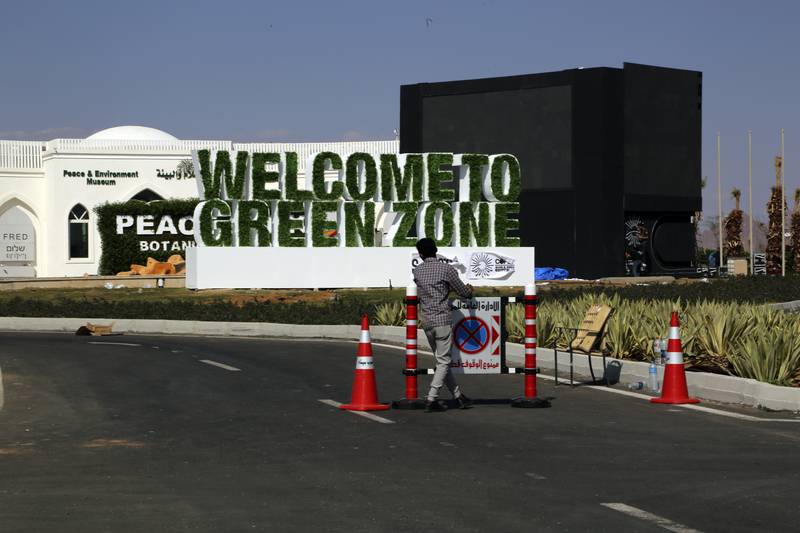 The entrance to the 'Green Zone' before this year’s Cop. AP 