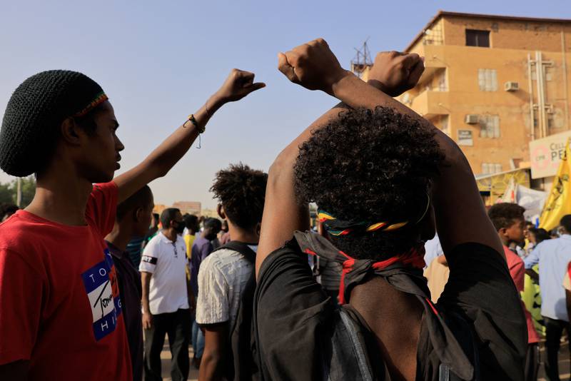 File Photo: Protesters march during a rally against military rule in Khartoum., Sudan. Reuters 