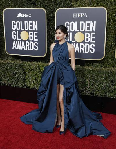 epa07266825 Gemma Chan arrives for the 76th annual Golden Globe Awards ceremony at the Beverly Hilton Hotel, in Beverly Hills, California, USA, 06 January 2019.  EPA-EFE/MIKE NELSON