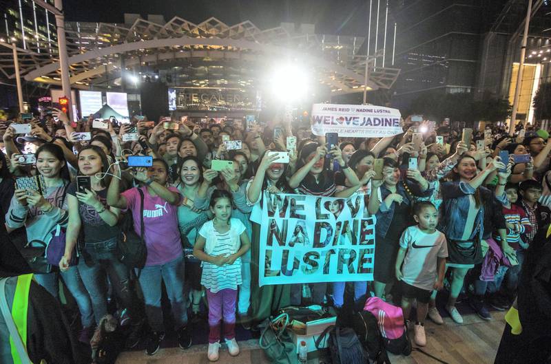 Abu Dhabi, United Arab Emirates - Filipina artist Nadine Lustre's fans at the Block Party at The Galleria, Al Maryah Island.  Leslie Pableo for The National