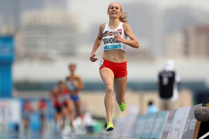 Barbara Bieganowska of Poland during the women's 1500m T20 at the World Para Athletics Championships in Dubai. EPA