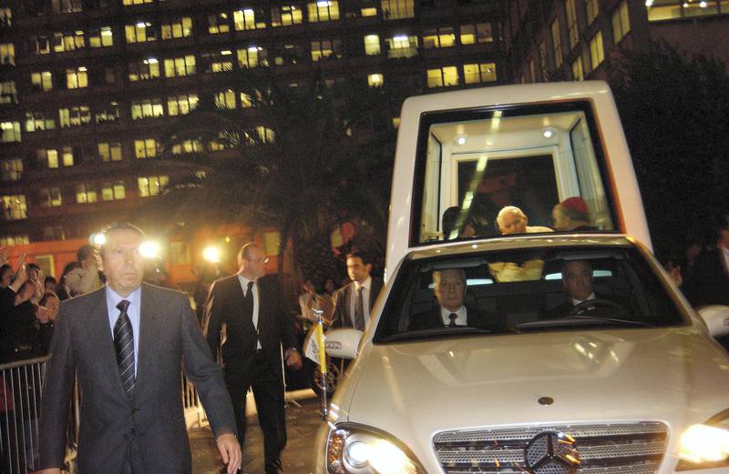 ROME - FEBRUARY 10:  Pope John Paul II leaves Policlinico Gemelli Hospital in his Popemobile following his recent illness February 10, 2005 in Rome, Italy. The pontiff was hospitalized February 1, 2005.  (Photo by Franco Origlia/Getty Images)