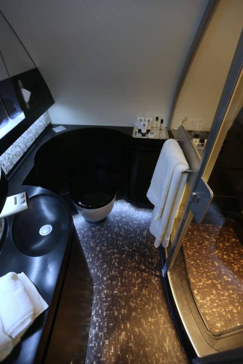 Etihad Airways’ First Apartments include unique features such as a chilled mini-bar, a personal vanity unit. Delores Johnson / The National