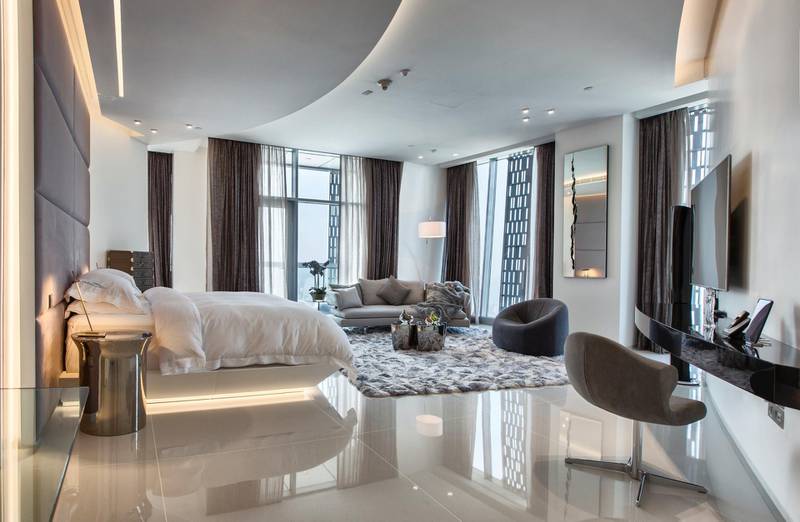 The property comes with five bedrooms. This is the master bedroom.   Courtesy LuxuryProperty.com