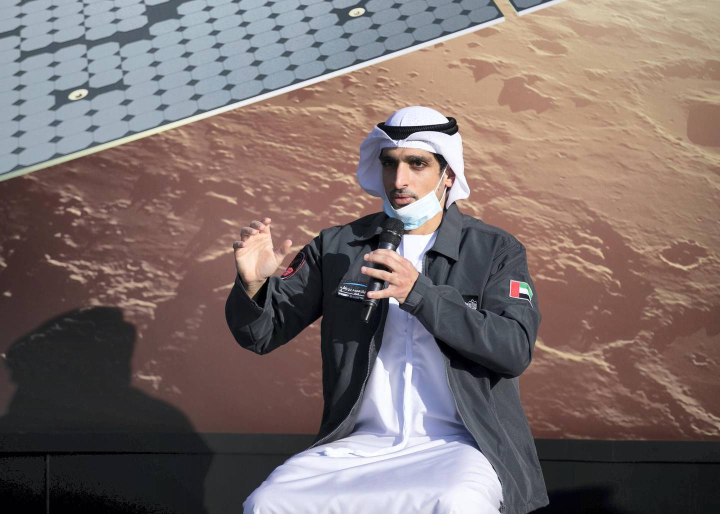 DUBAI, UNITED ARAB EMIRATES.  2 FEBRUARY 2021. Omran Sharaf, Project Manager, at the press briefing is for Hope probe’s Mars Orbit Insertion.Photo: Reem Mohammed / The NationalReporter: