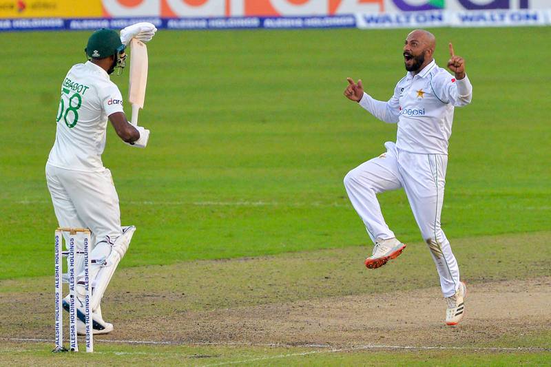 Pakistan bowler Sajid Khan finished with match figures of 12-128 in the second Test win against Bangladesh in Dhaka. AFP