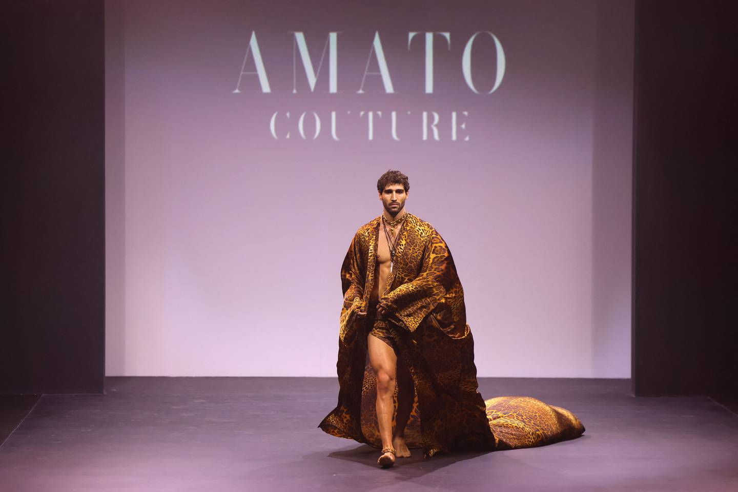 Model Sajad Pourhasan, the first Amato Man, opened the show. AFP