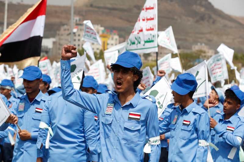 Young Yemenis take part in a parade in Sanaa to mark the conclusion of summer camps. EPA