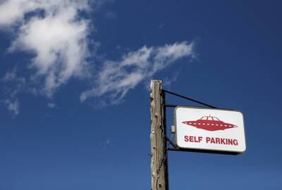 A parking sign at the Little A'Le'Inn in Rachel, Nevada. Reuters 
