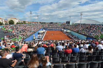 Spectators watch a match during the Adria Tour, an exhibition tournament, in Zadar, Croatia. AP Photo