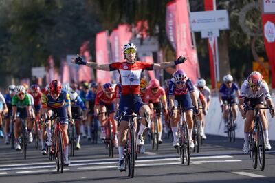 Lorena Wiebes of Team SD Worx wins Stage 2 of the UAE Tour Women at Madinet Zayed on Friday. UAE Tour Women