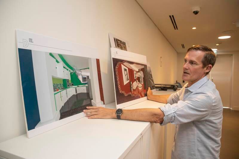 Jarrod Jablonski, Deep Dive Dubai director, shows some renderings of the different spaces inside the pool.
