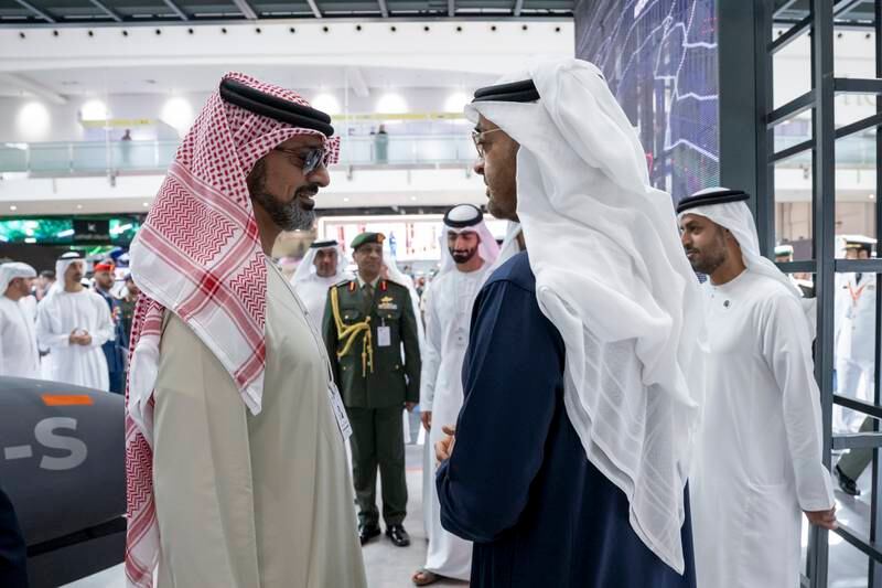 The President with Sheikh Ammar bin Humaid Al Nuaimi, Crown Prince of Ajman, at Idex