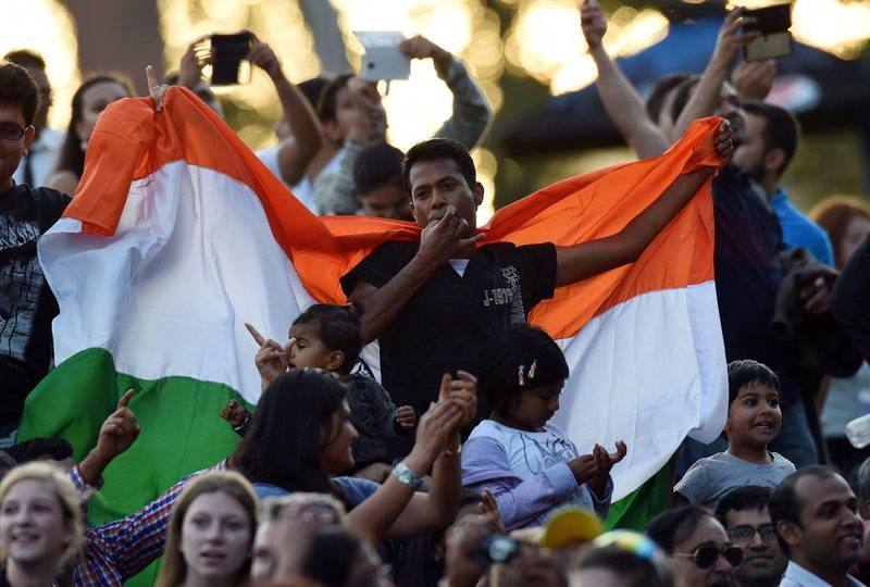India fans at the opening ceremony ahead of the ICC 2015 Cricket World Cup at the Myer Music Bowl in Melbourne on February 12. Saeed Khan / AFP