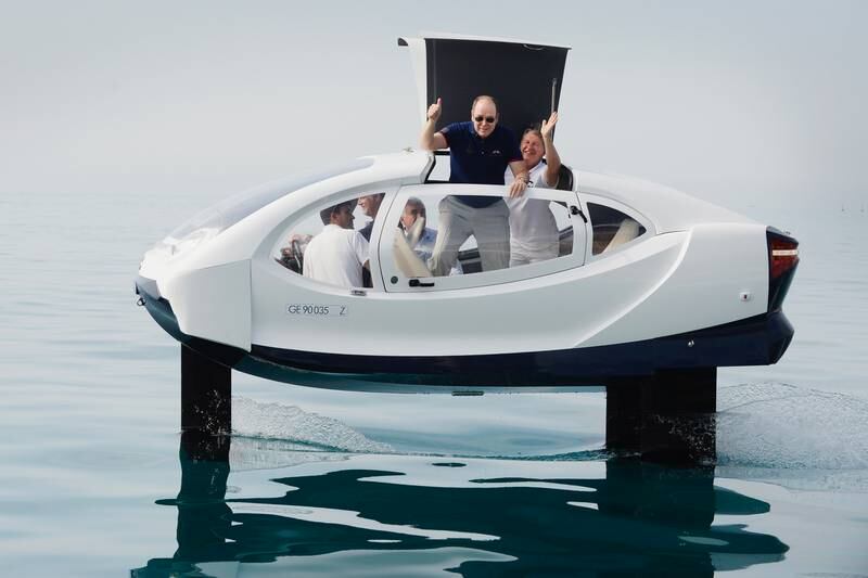 Prince Albert of Monaco in a Seabubble with Alain Thebault. Photo: Francis Demange