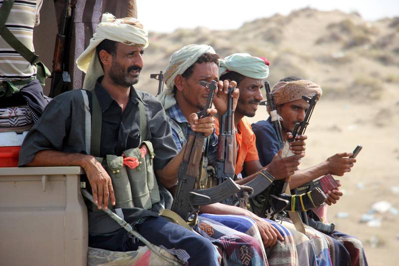 epa07004132 Yemeni government forces take part in military operations on Houthi positions in the port province of Hodeidah, Yemen, 07 September 2018. According to reports, heavy fighting is currently taking place at Yemeni Hodeidah city's western and southern outskirts between the Saudi-backed Yemeni forces and the Houthi rebels as UN-sponsored peace talks in Geneva failed to get off the ground, with the Houthi delegation refusing to leave the capital Sanaâ€™a.  EPA/NAJEEB ALMAHBOOBI