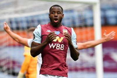 epa08491476 Keinan Davis of Aston Villa reacts during the English Premier League soccer match between Aston Villa and Sheffield United in Birmingham, Britain, 17 June 2020.  EPA-EFE/PAUL ELLIS / NMC / AFP POOL EDITORIAL USE ONLY. No use with unauthorized audio, video, data, fixture lists, club/league logos or 'live' services. Online in-match use limited to 120 images, no video emulation. No use in betting, games or single club/league/player publications. *** Local Caption *** 56158197