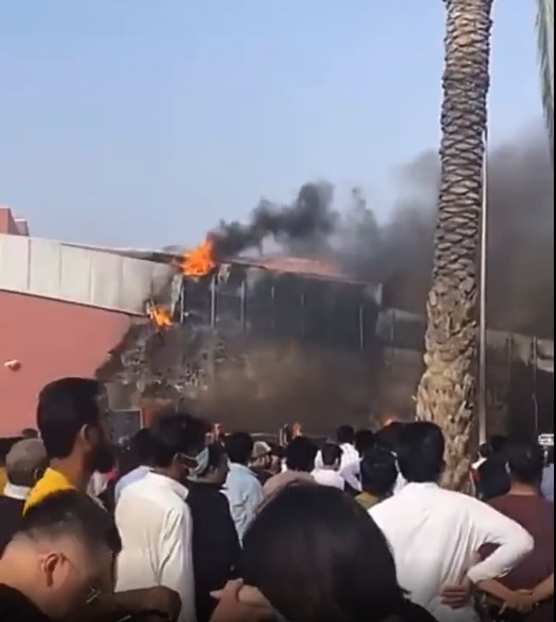 The fire broke out at Dragon Mart mall near International City in Dubai on Sunday. 