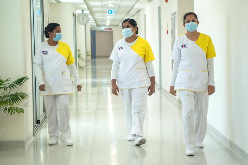 Ambil NB_ Amruta Antony and Lincy Paul during the duty in a VPS Helathcare Hosital in the UAE