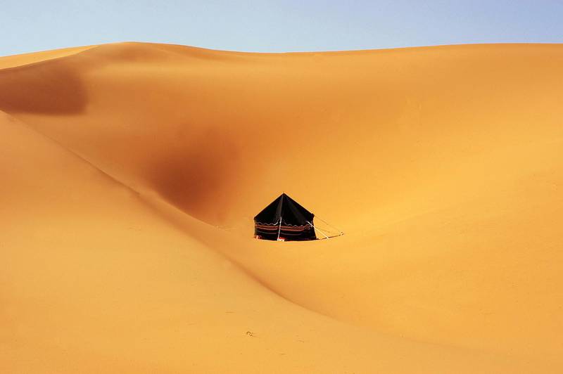 A lone tent in Ad Dahna desert, which extends about 1,000 kilometres through Saudi Arabia