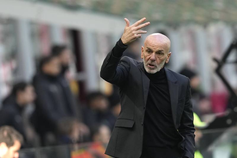 AC Milan manager Stefano Pioli during the 5-2 Serie A defeat by Sassuolo at the San Siro stadium on Sunday, January 29, 2023. AP 