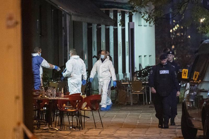 Forensic investigators at work after terrorist shootings in the first district of Vienna.  EPA