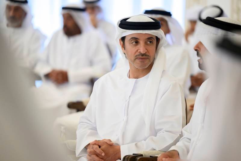 Sheikh Hazza bin Zayed, Vice Chairman of the Abu Dhabi Executive Council, attends the Sea Palace barza in Abu Dhabi.