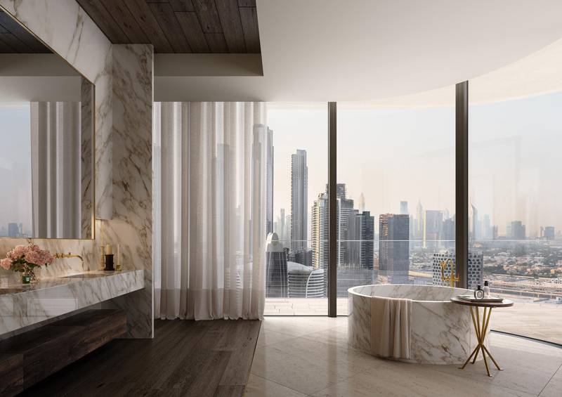 The Residences Dorchester Collection Dubai Penthouse Bathroom. Courtesy Omniyat