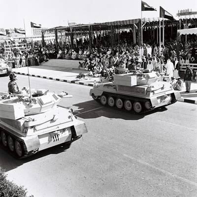 Sheikh Zayed watches the National Day parade of the first batch of graduates from the Al Ain Zayed II Military College.Al Ittihad *** Local Caption ***  A (61).JPG