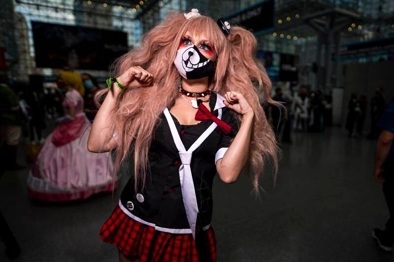 A cosplayer as Junko Enoshima from 'Danganronpa' poses during New York Comic Con. Charles Sykes / Invision / AP