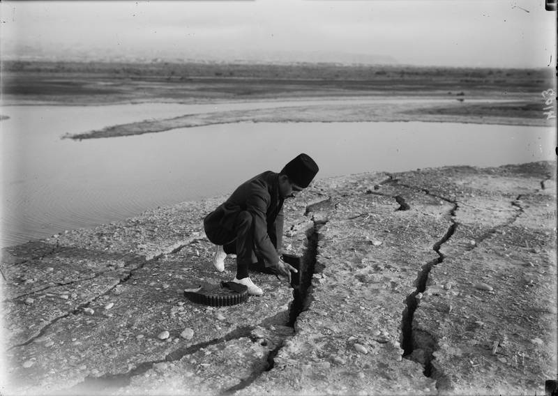 Deep fissures opened near the Dead Sea during the earthquake. Photo: G. Eric and Edith Matson Photograph Collection (Library of Congress)