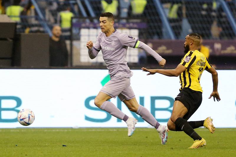 Al Nassr's Cristiano Ronaldo runs with the ball. Reuters