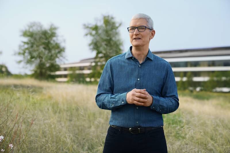 Apple chief executive Tim Cook at Apple Park. Photo: EPA