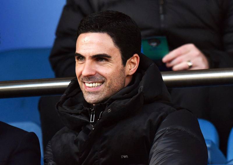 Arsenal's new manager Mikel Arteta watches in the stands during the English Premier League soccer match between Everton and Arsenal at Goodison Park, Liverpool, England, Saturday, Dec. 21, 2019. (Anthony Devlin/PA via AP)