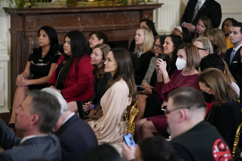 Jolie attends an event to celebrate the reauthorisation of the Violence Against Women Act at the White House. AP