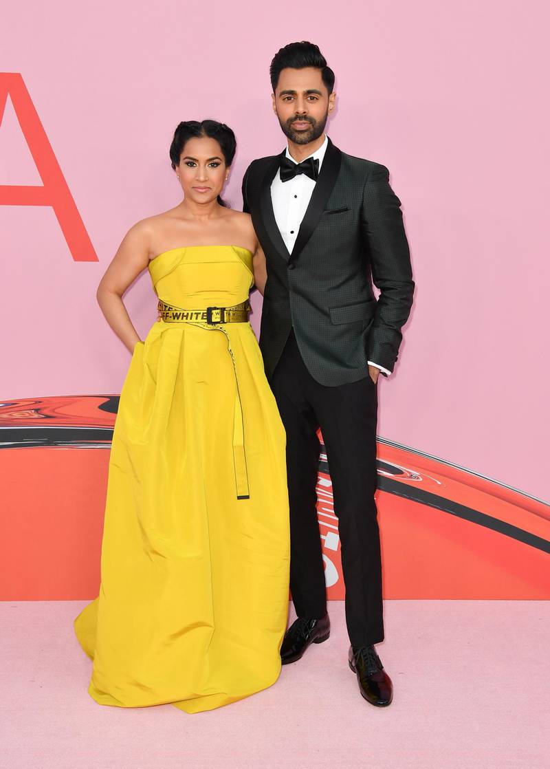 US comedian Hasan Minhaj and his wife Beena Patel arrive for the 2019 CFDA fashion awards at the Brooklyn Museum in New York City on June 3, 2019. AFP