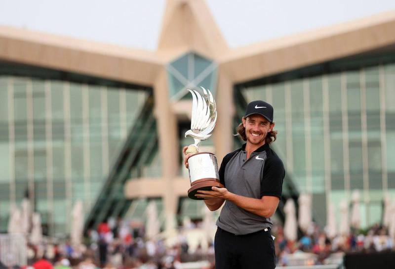 Tommy Fleetwood will begin his Abu Dhabi title title defence at 7.40 in the morning on Thursday. Karim Sahib / AFP