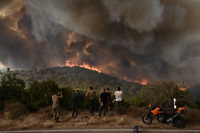 A wildfire rages in a forest in Sikorahi, near Alexandroupoli, northern Greece. AFP