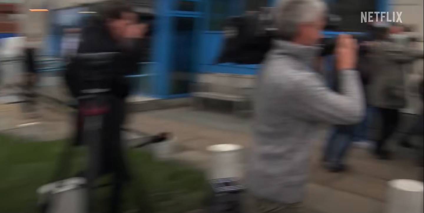 One of the clips shown appears to be actually of members of the press awaiting TV star Katie Price arriving outside Crawley Magistrates' Court. Photo: Netflix