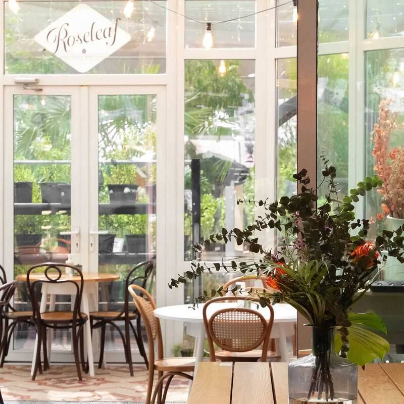 Roseleaf Cafe stands out for its bohemian, airy, foliage-strewn interiors in The Garden Concept, a plant shop on Sheikh Zayed Road. Photo: @roseleaf.cafe / Instagram