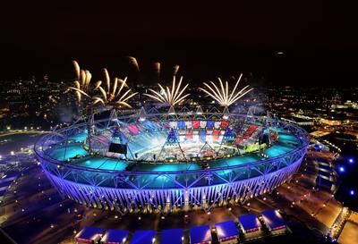 Fireworks light up London's night sky during the glitz of the London 2012 Olympic Games opening ceremony, directed by Danny Boyle and still talked about to this day.