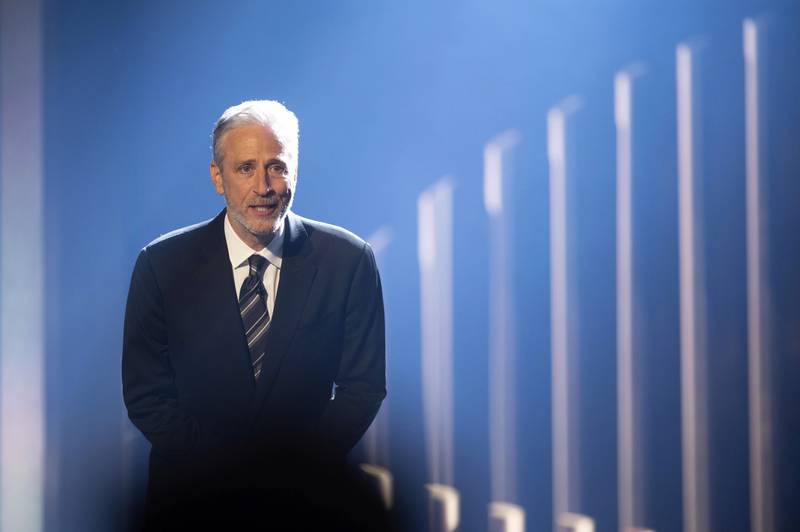 The Mark Twain Prize recipient, Jon Stewart, is introduced at the start of the awards at the Kennedy Centre for the Performing Arts on April 24. AP Photo