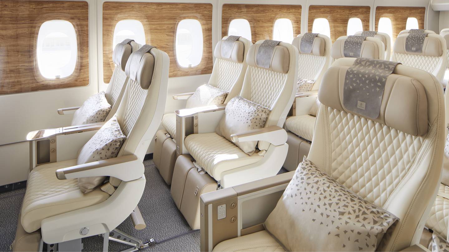 Emirates's new premium economy cabin is laid out in a 2-4-2 formation, making it a good choice for those travelling in pairs. Photo: Emirates