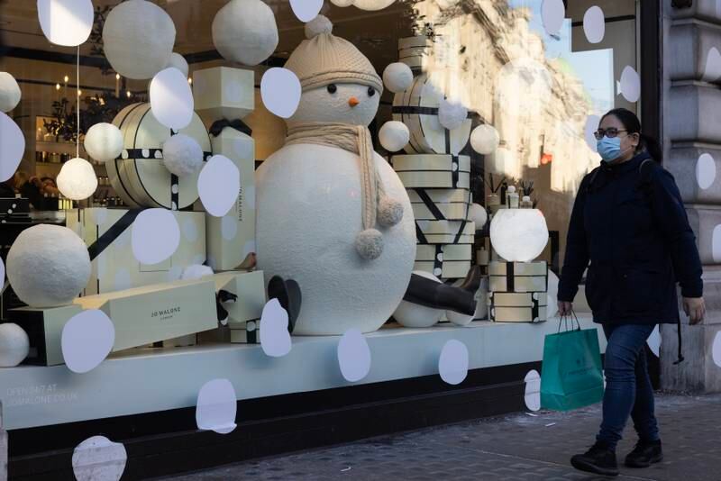 Window displays to pull in the Christmas shoppers on Regent Street in London, England. Getty