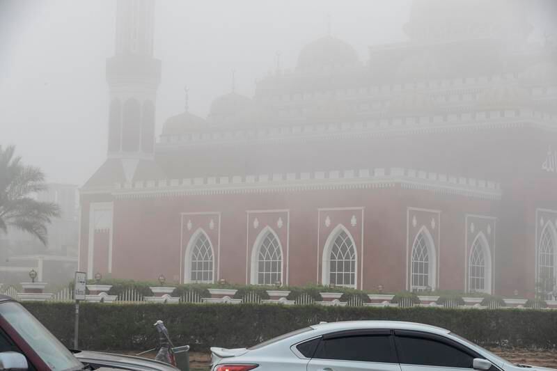 The National Centre of Meteorology issued a fog alert for all of the Abu Dhabi emirate, plus parts of Dubai and Ras Al Khaimah.

