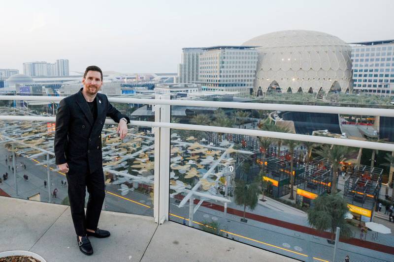 Lionel Messi during his visit to the Expo 2020 Dubai site on December 13, 2021. Reuters
