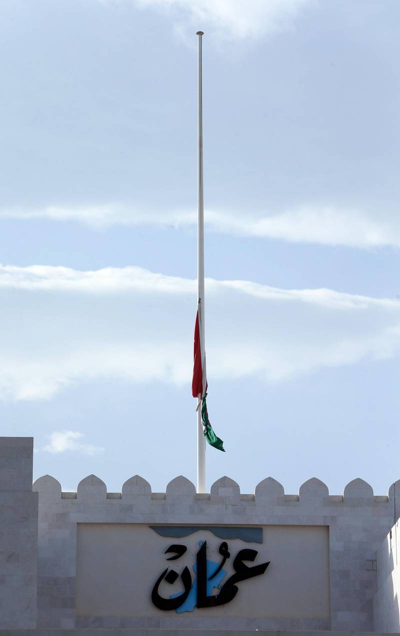 The Omani flag is seen at half-mast in the capital Muscat. AFP