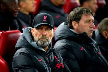 Liverpool manager Jurgen Klopp during the Champions League round of 16 match at Anfield, Liverpool. Picture date: Tuesday February 21, 2023.