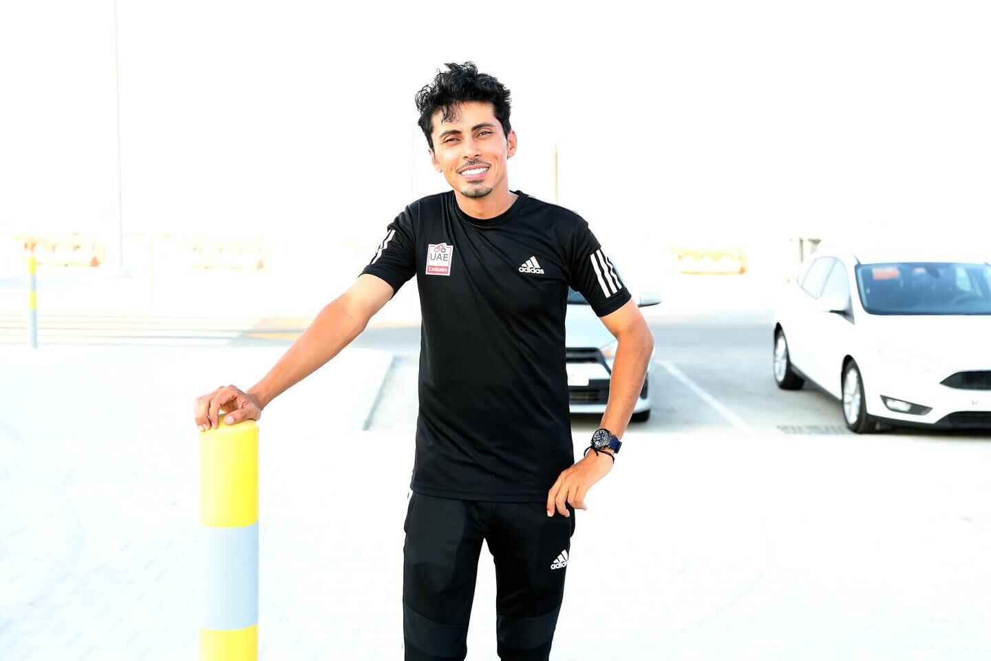 Yousif Mirza, cycliste de l'équipe des Emirats Arabes Unis.  Pawan Singh / Le National