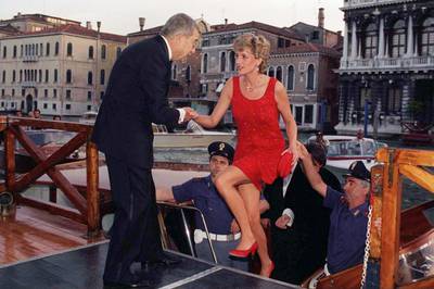 Princess Diana arrives at the Palazzo Grassi in Venice in 1995. All photos: Getty Images